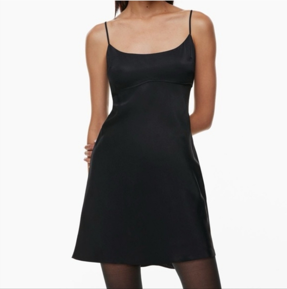 SUNDAY BEST Bonsoir Dress Satin Light Blue Mini Large Aritzia - Picture 2 of 10